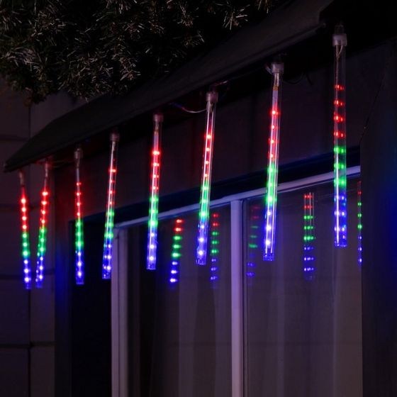 Гирлянда «Сосульки» 2.4 × 0.2 м, IP44, прозрачная нить, 96 LED, свечение мульти с эффектом стекания, 12 В