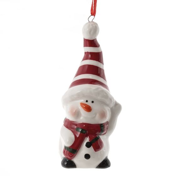 Фигурка декоративная подвесная &quot;Снеговик&quot;, L3,5 W4,5 H9,5 см, 3в.