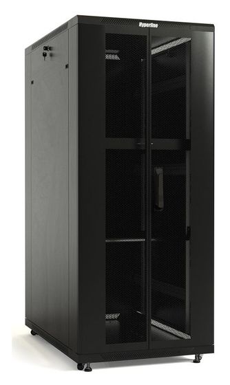 Шкаф коммутационный Hyperline (TTB-4266-DD-RAL9004) напольный 42U 600x600мм пер.дв.перфор. задн.дв.перфор. 2 бок.пан. 800кг черный 510мм 2055мм IP20