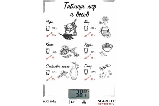 Весы кухонные Scarlett SC-KS57P95 макс:10кг белый