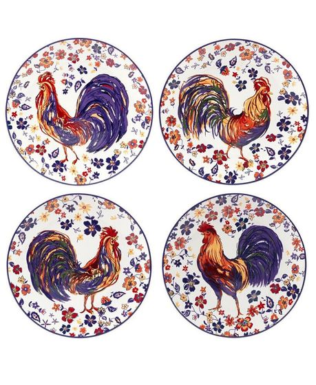 Morning Rooster Set of 4 Dinner Plates