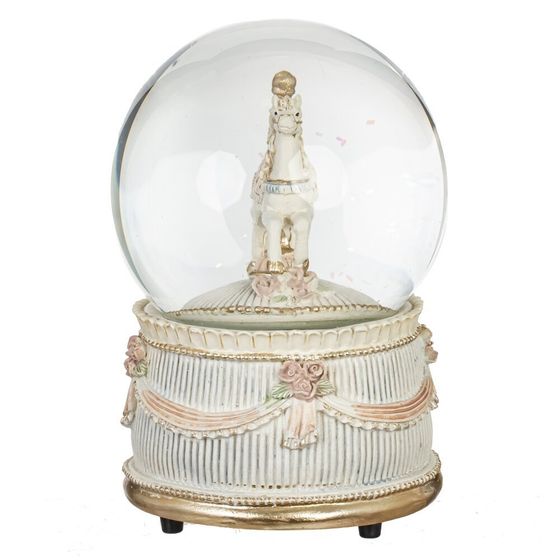 Фигурка декоративная в стекл шаре &quot;Лошадка&quot; (ключ, муз, движ), D 10 см, L9,5 W9,5 H14 см