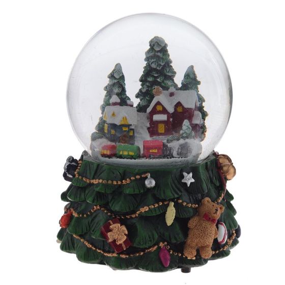 Фигурка декор в стекл шаре &quot;Домики&quot; (подсв, муз, вьюга, AAAх3 н/п), D 9.5 см, L11,5 W11,5 H15,5 см