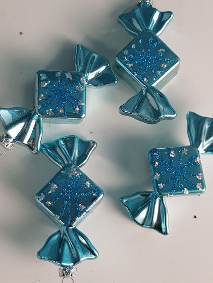 !НАБОР ЕЛОЧНЫХ ИГРУШЕК 8 ШТУК MARKO FERENZO "PINK DREAMS" - КОНФЕТА, 10 СМ., ЦВЕТ ГОЛУБОЙ