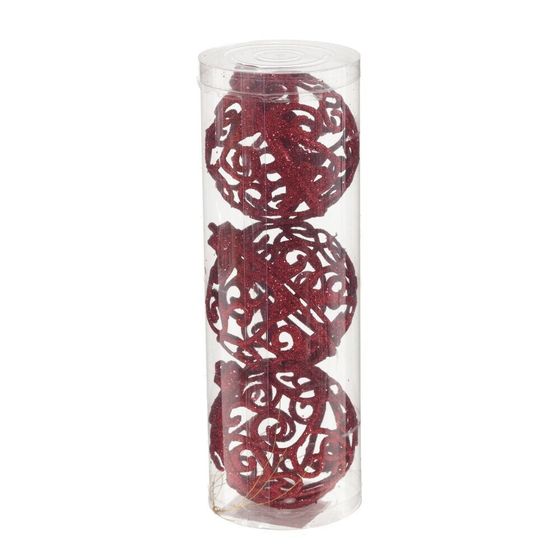 Набор из 3шт, Украшение новогоднее Шар &quot;Трио фэнтези&quot;, D8 см, L8 W8 H24 см