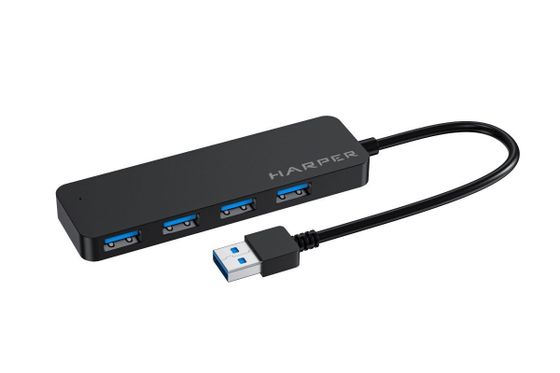 Разветвитель USB Harper HUB-04P Black Интерфейс: 4 х USB 3.2, 1 х Micro USB Переходник: USB 3.0 / Type-C, Скорость передачи данных: до 5 Гб/с, Матер