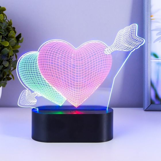 Светильник сенсорный &quot;2 сердца&quot; LED USB (90см) от батареек 3xАА черный 18х5,5х18 см