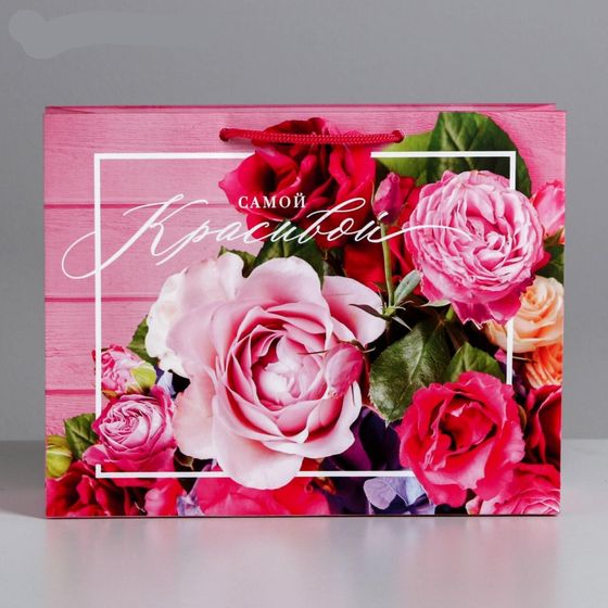 !09 НАБОР 2 ШТУКИ - Пакет ламинированный горизонтальный «Самой красивой», MS 23 × 18 × 8 см
