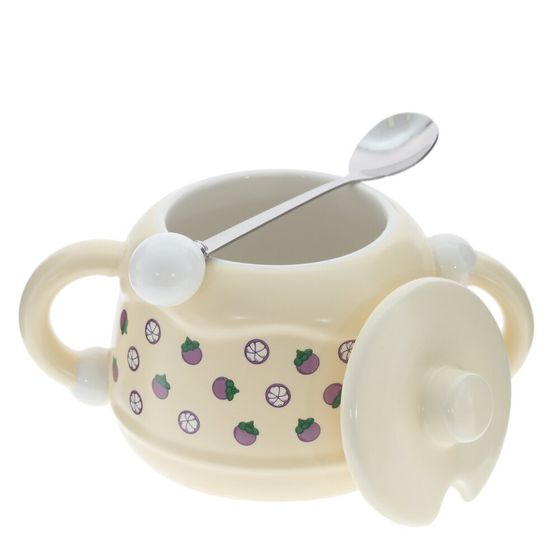 Кружка с крышкой и ложкой, 380 мл, L16 W11 H10 см, 4в.