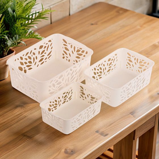 Набор корзинок LEAVES молочных 3шт S+M+L (1,2+2,3+4л)