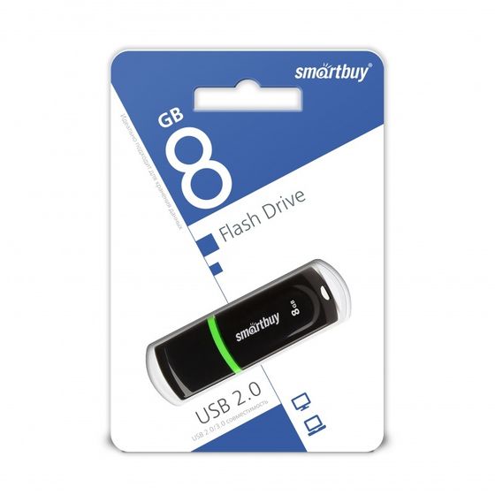 Флеш диск 8Gb Smartbuy Paean SB8GBPN-K USB2.0 черный