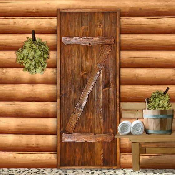 Дверь для бани &quot;Классика&quot; с накладками, 160×70см, брашированная, морёная, лакированная