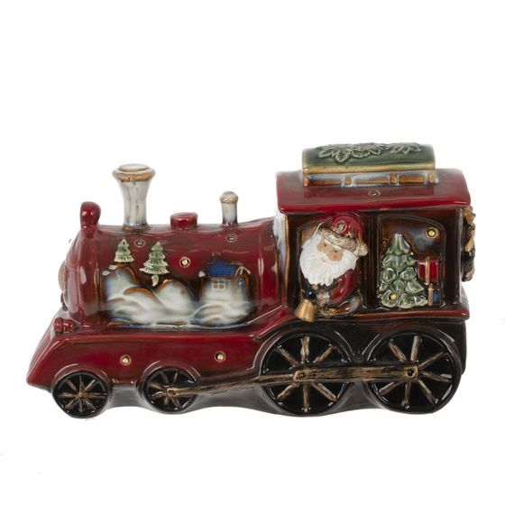 Фигурка декоративная c подсвет "Дед Мороз на поезде" (AAx3, н/п), L27 W10 H15 см
