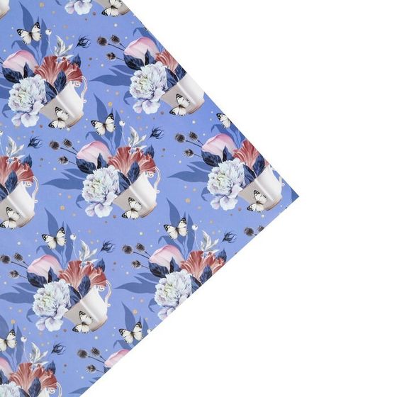 !Бумага упаковочная 3 листа глянцевая «Цветочная» 50 × 70 см.