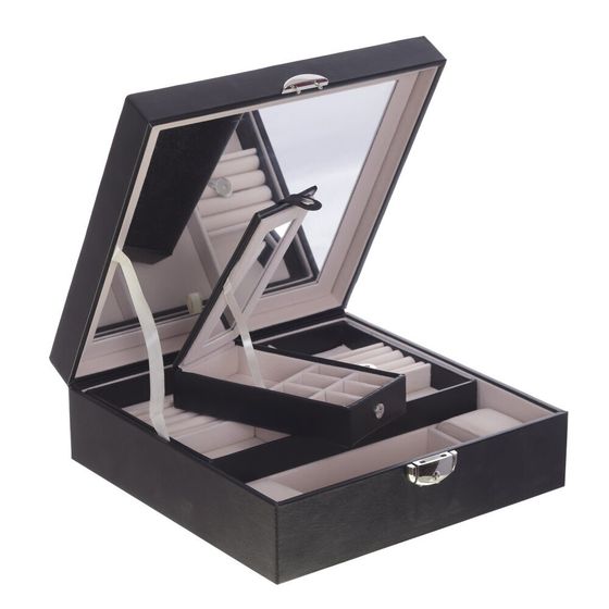 Шкатулка для украшений и часов с дорожным футляром, Д25 Ш25 В8,5 см