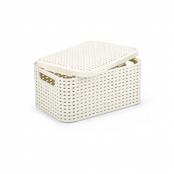 Корзина RATTAN STYLE BOX S  крышка кремовая