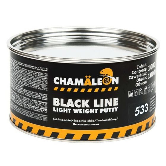 Шпатлевка CHAMAELEON, легкая, со стекловолокном Black Line (отвердитель в комплекте), 1кг