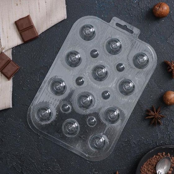 !09 НАБОР 2 ШТУКИ - Форма для шоколада и конфет «Круглые завитушки», 13×9,5 см, цвет прозрачный