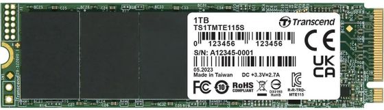Накопитель SSD 1Tb Transcend PCI-E 3.0 x4 TS1TMTE115S 115S M.2 2280 0.2 DWPD
