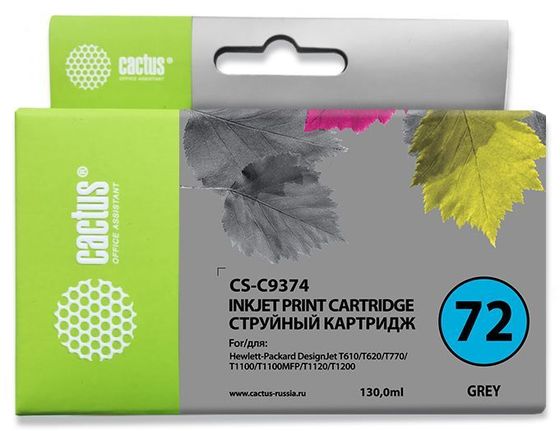 Картридж струйный Cactus CS-C9374 №72 фото серый (130мл) для HP DJ T610/T620/T770/T1100/T1100/T1120/T1200