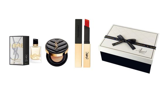 SAINT LAURENT White Leather Air Cushion Makeup Sets Easy-to-Blend Matte Finish Three-Piece Set