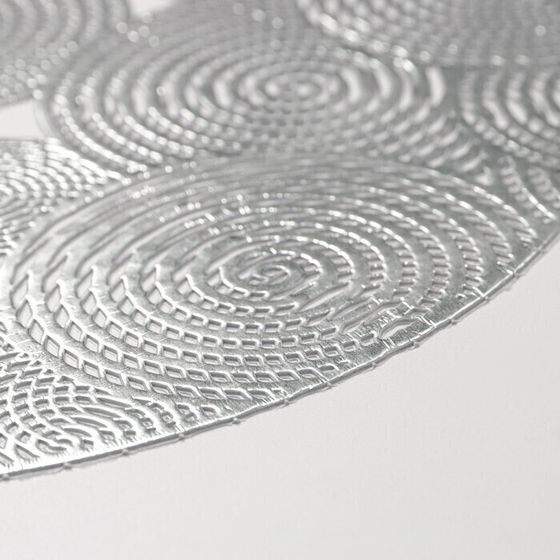 !09 Набор из 5-ти предметов - Салфетка сервировочная на стол «Гипноз», d=38 см, цвет серебро