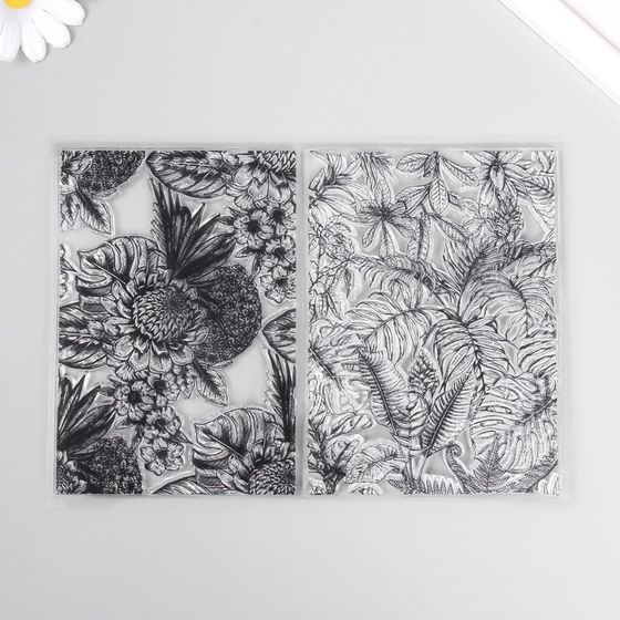 Штамп для творчества силикон &quot;Тропические растения и цветы&quot; 15х21х0,3 см