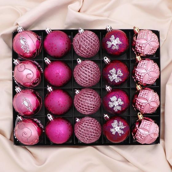 !09 Набор елочных игрушек(20 штук): Ёлочные игрушки &quot;Лаурен узоры&quot; d=6 см, цвет микс