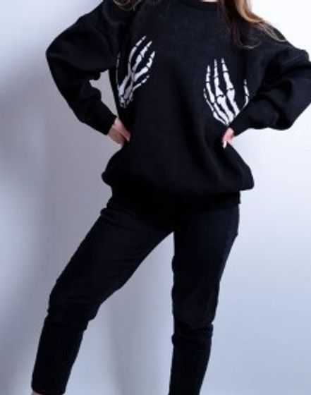 !09 Свитер женский вязанный теплый с принтом "Ручки" Размер ONE SIZE(42-48)