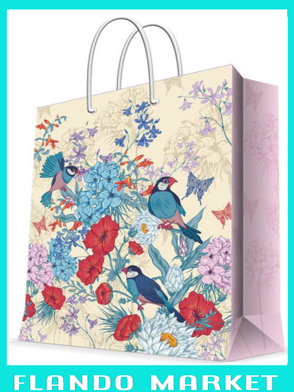 !Бумажный пакет Рисовые амадины, 26х32,4х12,7