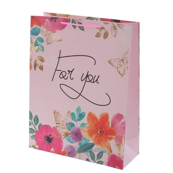 Пакет подарочный (бумага 210г/м2, блок микс 12шт), L18 W8,5 H24 см, 4в.