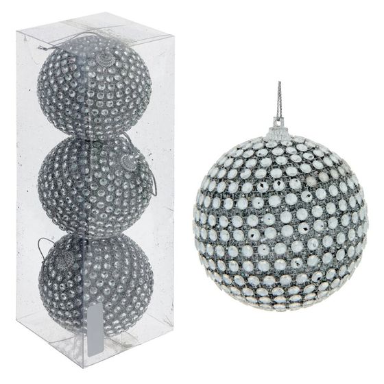 Набор из 3шт Украшение новогоднее "Шар", D 8 см, L9 W9 H9 см