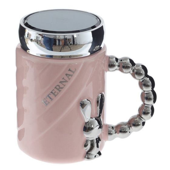 Кружка с крышкой, L6,8 W6,8 H12,5 см, дизайн микс