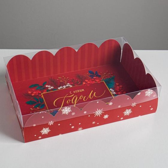 Коробка подарочная с PVC крышкой «С Новым годом», 2 штуки, 20 × 30 × 8 см