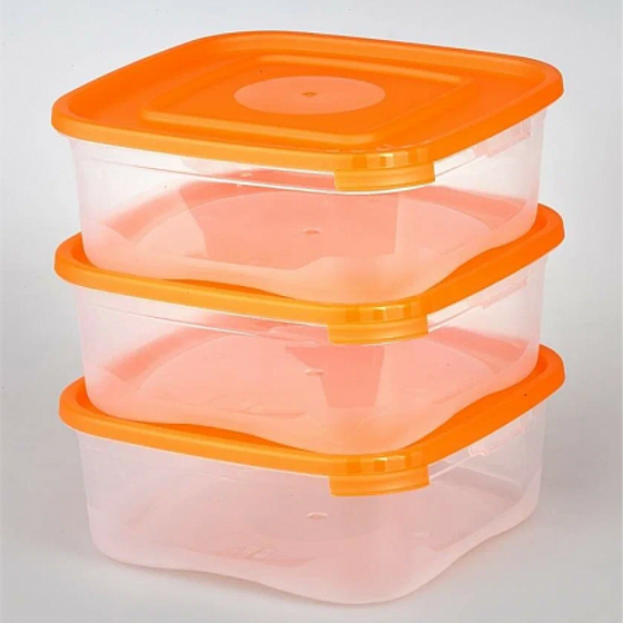 Набор контейнеров КАСКАД для СВЧ 3шт 1.4л квадратные