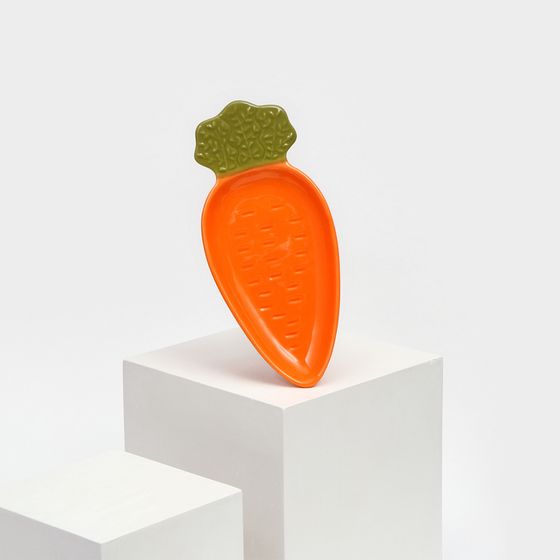 Тарелка керамическая &quot;Морковь&quot;, плоская, оранжевая, 23 см, 1 сорт, Иран