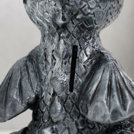 !09 Копилка "Дракончик" 18х10х10 см, цвет черное серебро