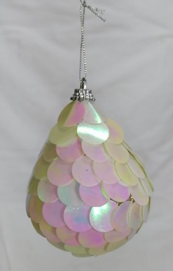 !09 НАБОР 2 ШТУКИ:ЕЛОЧНАЯ ИГРУШКА "GRANDE" - КАПЕЛЬКА + ГРУША 11 СМ, ПЕРЛАМУТРОВЫЕ