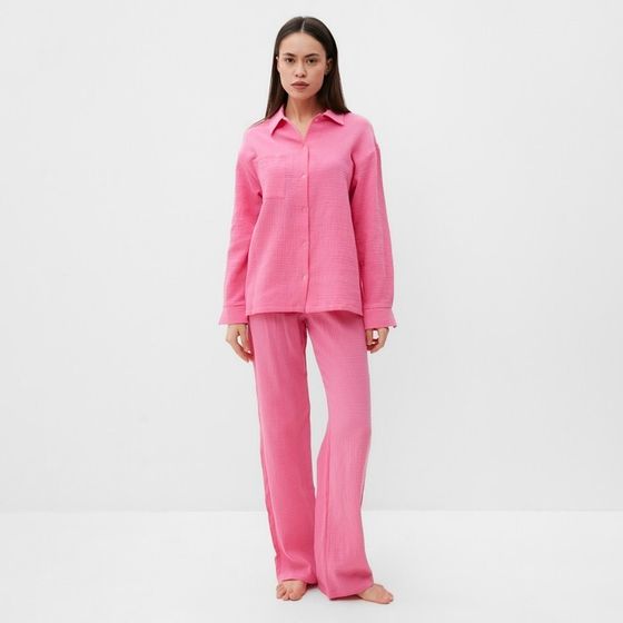 Пижама женская (рубашка и брюки) KAFTAN &quot;Basic&quot; размер 44-46, цвет розовый