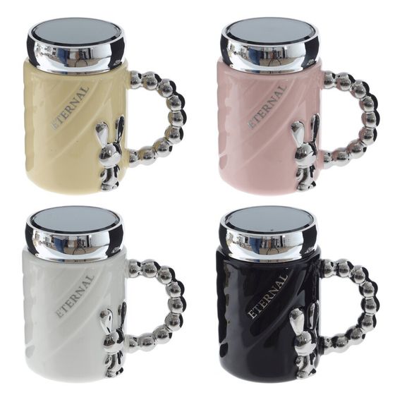 Кружка с крышкой, L6,8 W6,8 H12,5 см, дизайн микс