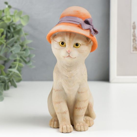 Фигурка полистоун «Кошечка в дамской шляпке», 16.5×7.5×10 см