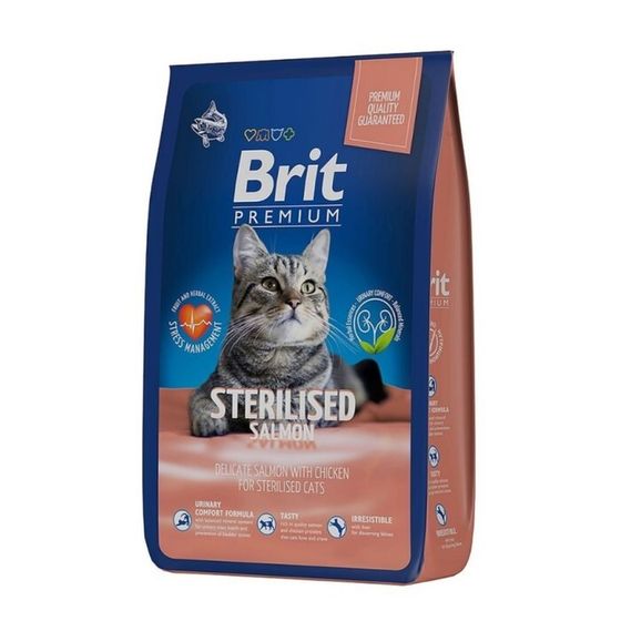 Сухой корм Brit Premium Cat Sterilized Salmon&amp;Chicken для стерил. кошек, лосось/курица, 8 кг   93838