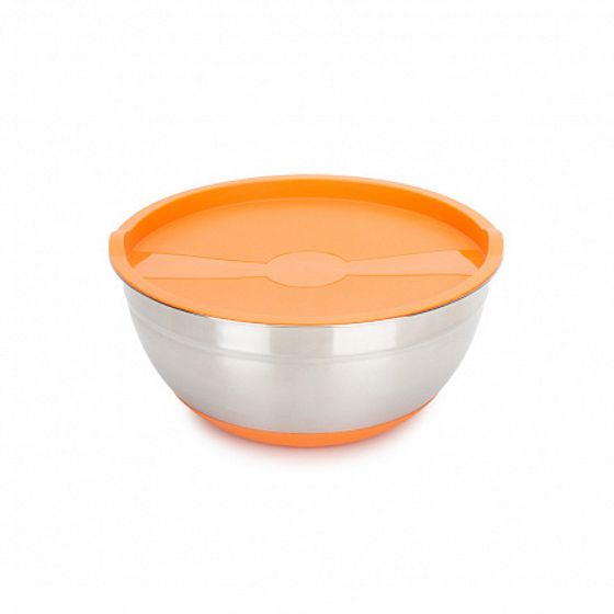 Набор стальных мисок MIX&amp;STORE 3шт, 1.5л2.4л3.7л с крышками, силиконовое дно