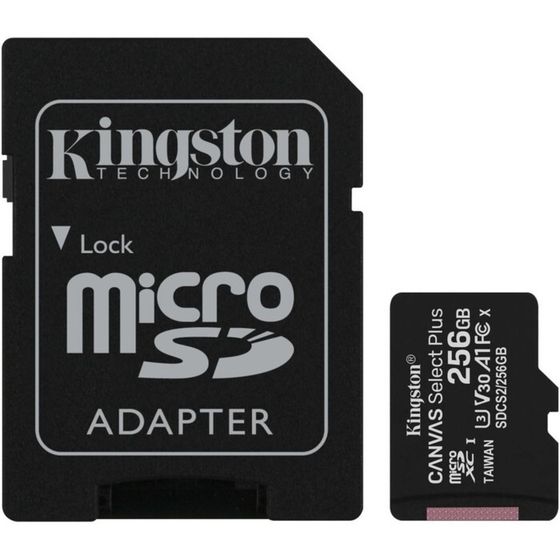 Карта памяти Kingston Canvas Select Plus, 256 Гб,microSDXC, UHS-I, класс 10, с адаптером SD