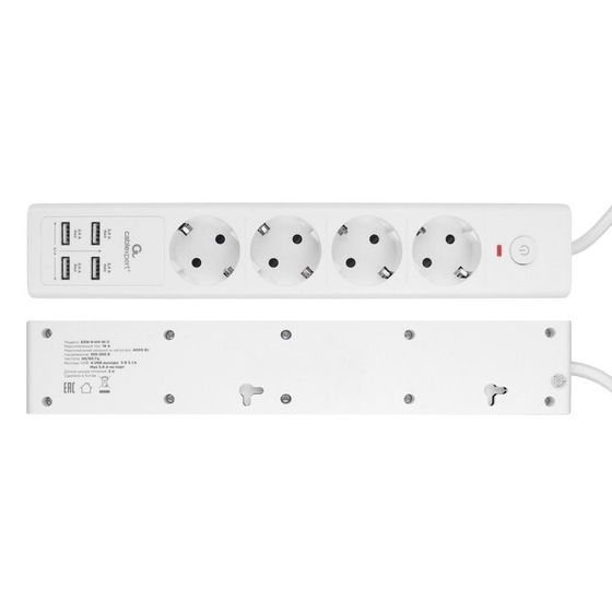 Сетевой фильтр Cablexpert Exnovo EXN-4-U4-W-2, 4р, 16А, 4хUSB, 3.1A, 2м, ур.защиты 4+, белый