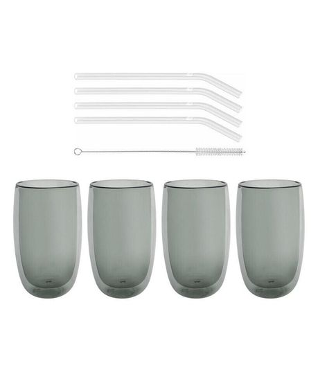 Sorrento Latte Glass, Smoke, 11.8oz., Promo 8pc Set