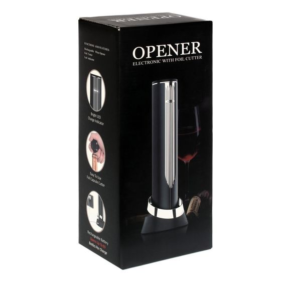 Электронный штопор с аккумулятором и с резцом для удаления фольги, L9 W9 H25 см