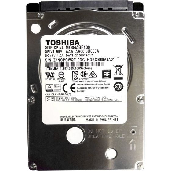 Жесткий диск Toshiba SATA-III 1TB MQ04ABF100 MQ04 512E (5400rpm) 128Mb 2.5&quot;