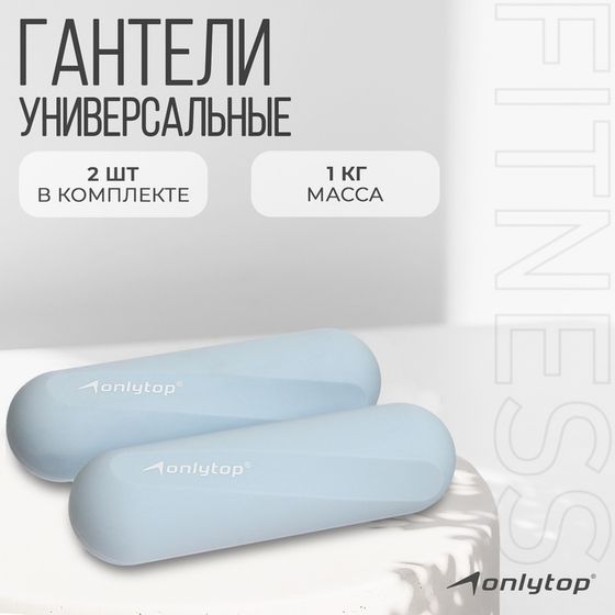 Гантели ONLYTOP для универсального отягощения, 2 шт., 1 кг, цвет голубой