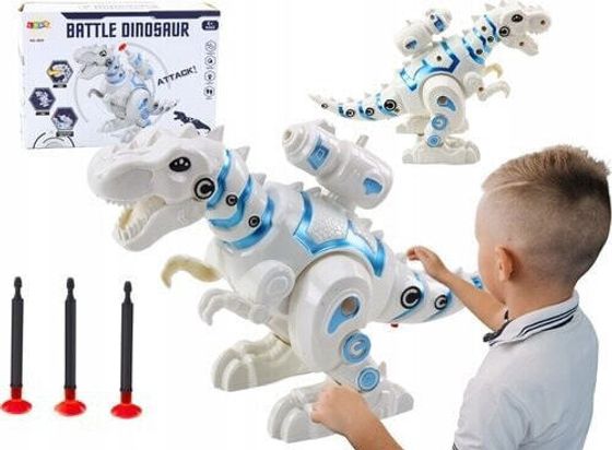 LeanToys Robot Dinozaur Z Wyrzutnią Strzałek Światła Dźwięki Biały